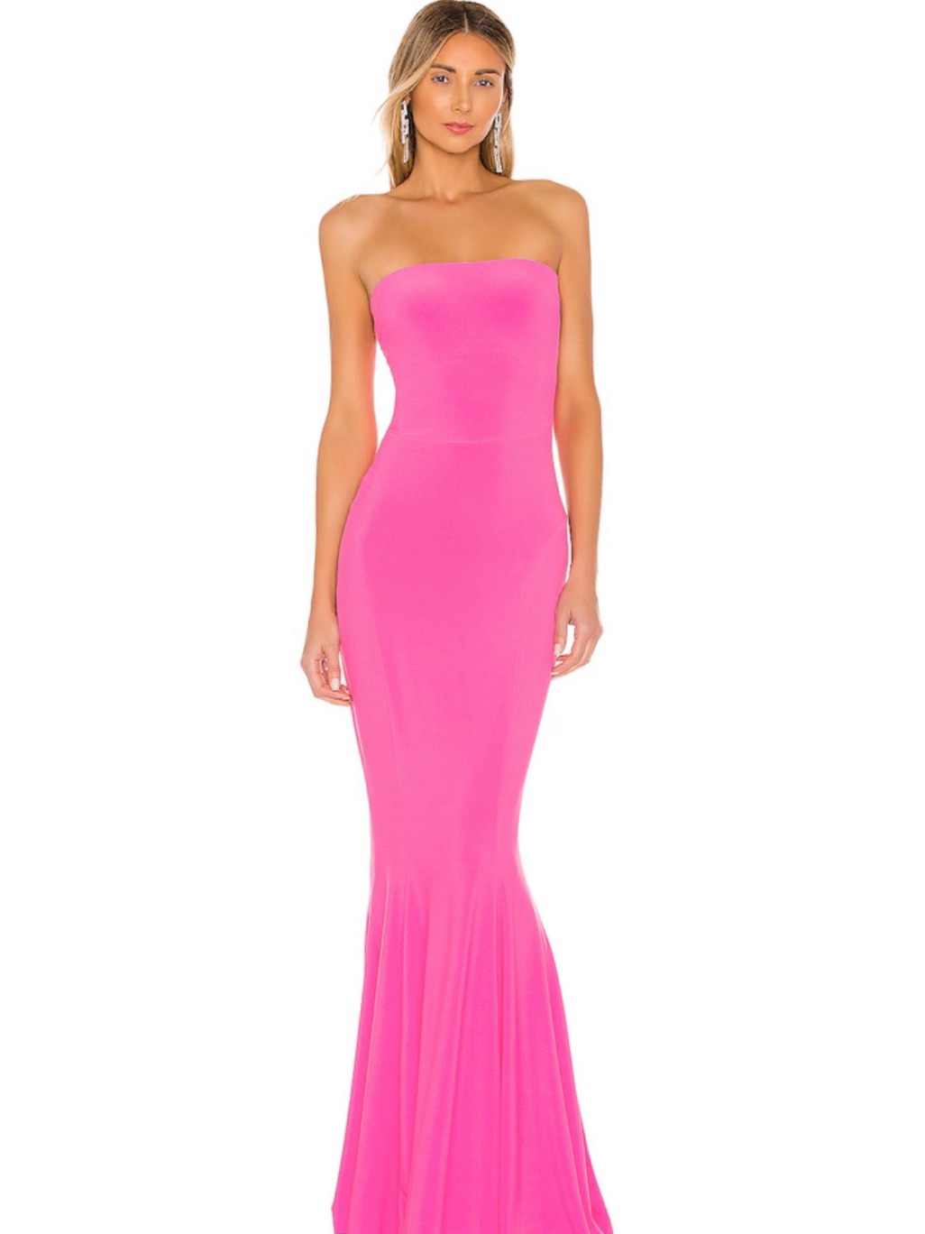 Norma Kamali X Revolve Strapless Fishtail Gown Hot Pink - Size M